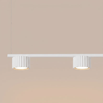 Suspension poutre 4 spots Aura blanc, packshot de trois quarts