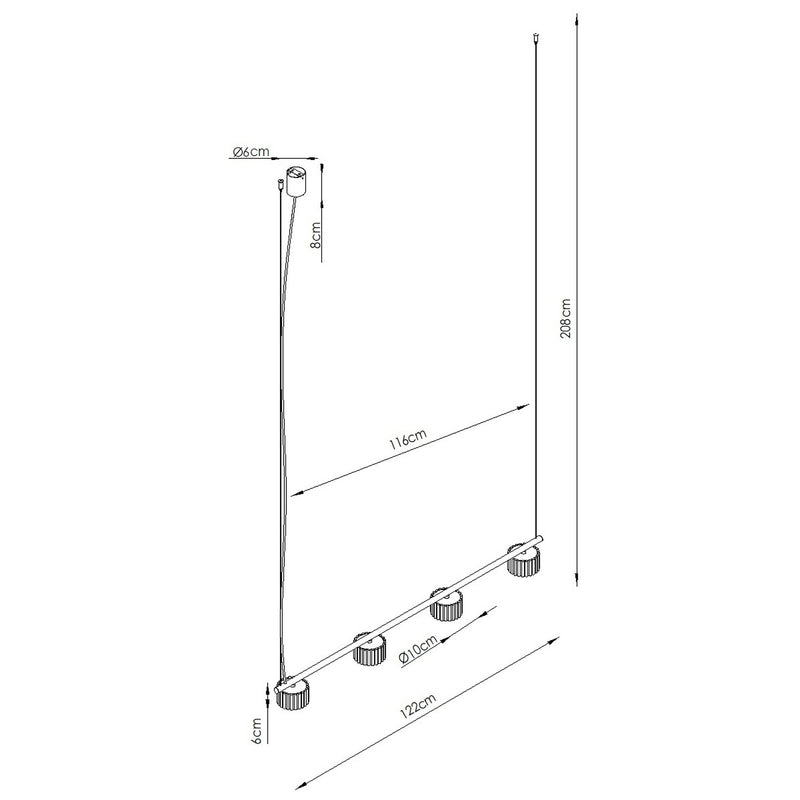 Dimensions Suspension Poutre 4 Spots Aura Aluminium Cannelé Blanc (GX53)