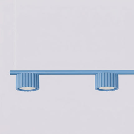 Suspension poutre 4 spots Aura bleu azur, vue de détail