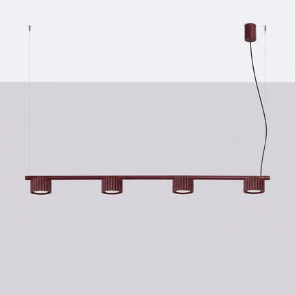 Suspension poutre 4 spots Aura bordeaux, vue en situation