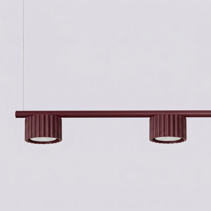 Suspension poutre 4 spots Aura bordeaux, vue de détail