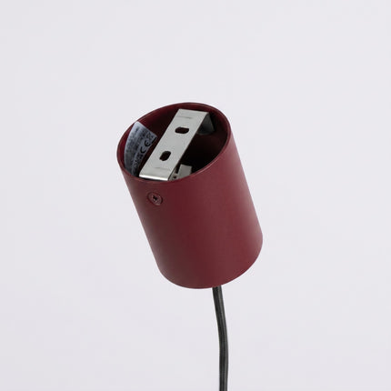 Suspension poutre 4 spots Aura bordeaux, détail de la fixation