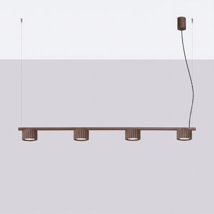 Suspension poutre 4 spots Aura brun chocolat, vue en situation