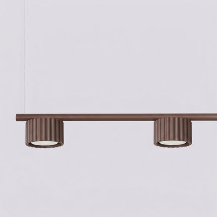 Suspension poutre 4 spots Aura brun chocolat, vue de détail