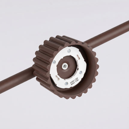 Suspension poutre 4 spots Aura brun chocolat, détail des cannelures