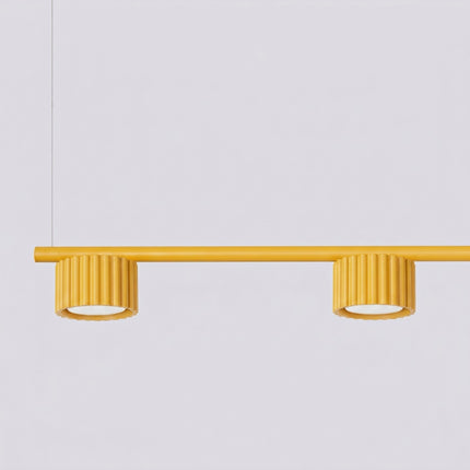 Suspension poutre 4 spots Aura jaune ambré, vue de détail