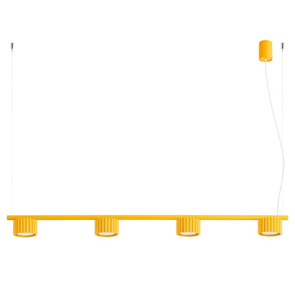 Suspension poutre 4 spots Aura jaune ambré, packshot sur fond blanc