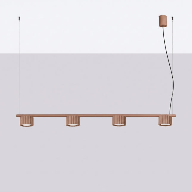 Suspension poutre 4 spots Aura moka, vue en situation