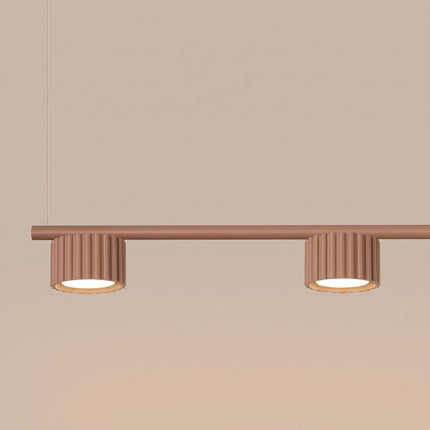 Suspension poutre 4 spots Aura moka, packshot de trois quarts