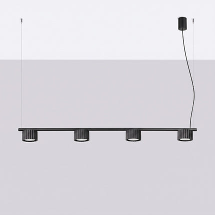 Suspension poutre 4 spots Aura noir, vue en situation