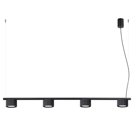 Suspension poutre 4 spots Aura noir, packshot sur fond blanc