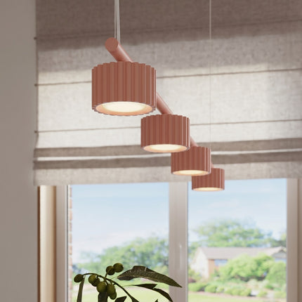 Suspension poutre 4 spots Aura pêche, intérieur contemporain