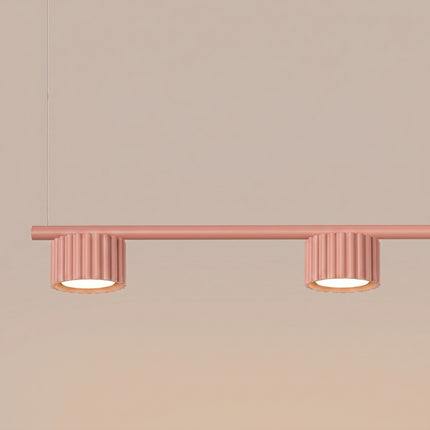 Suspension poutre 4 spots Aura pêche, packshot de trois quarts