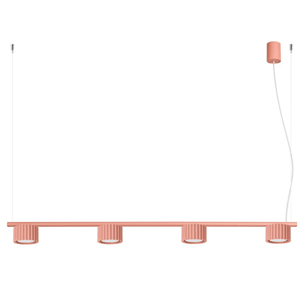Suspension poutre 4 spots Aura pêche, packshot sur fond blanc