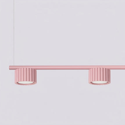 Suspension poutre 4 spots Aura rose poudré, vue de détail