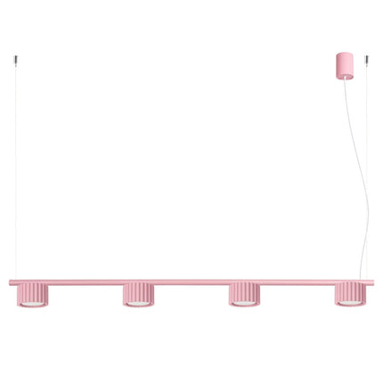 Suspension poutre 4 spots Aura rose poudré, packshot sur fond blanc