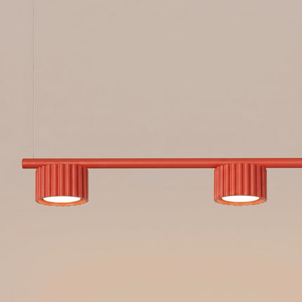 Suspension poutre 4 spots Aura rouge vif, vue de détail