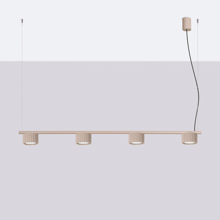 Suspension poutre 4 spots Aura taupe, vue en situation