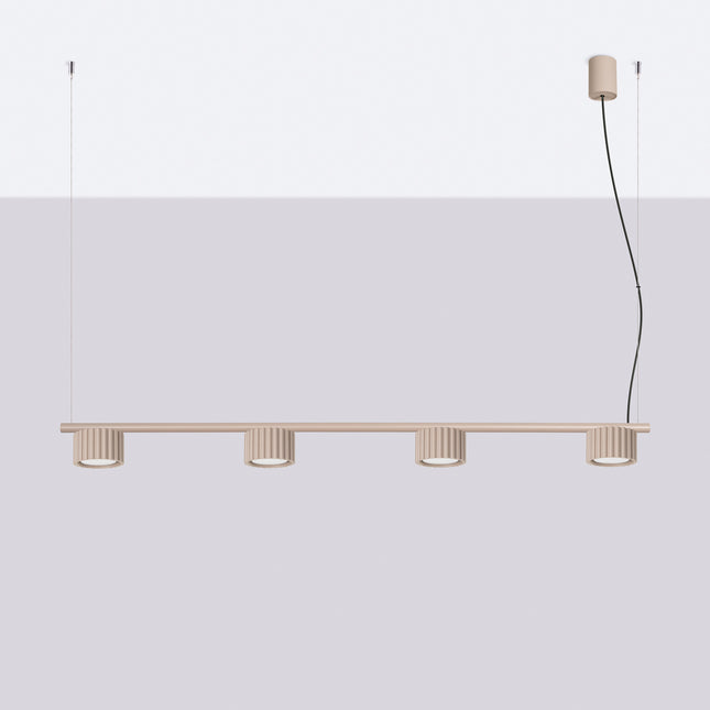 Suspension poutre 4 spots Aura taupe, vue en situation