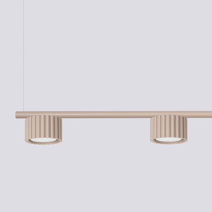 Suspension poutre 4 spots Aura taupe, vue de détail
