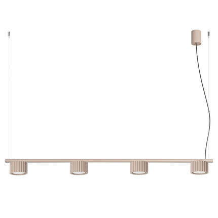 Suspension poutre 4 spots Aura taupe, packshot sur fond blanc