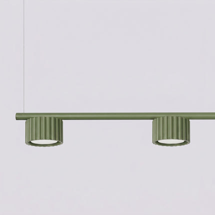 Suspension poutre 4 spots Aura vert olive, vue de détail