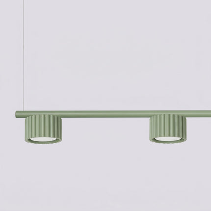 Suspension poutre 4 spots Aura vert sauge, vue de détail