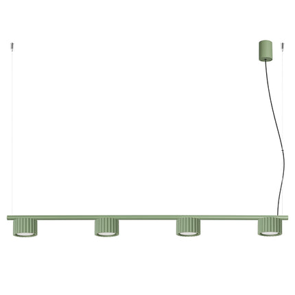 Suspension poutre 4 spots Aura vert sauge, packshot sur fond blanc