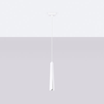 Suspension Prisme Moderne 1 Blanche, vue de face avec son point d'accroche