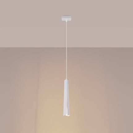 Suspension Prisme Moderne 1 Blanche, vue de profil sur fond blanc
