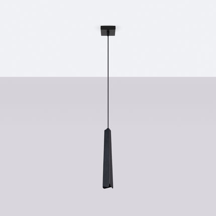 Suspension Prisme Moderne 1 Noire, vue de face avec son point d'accroche