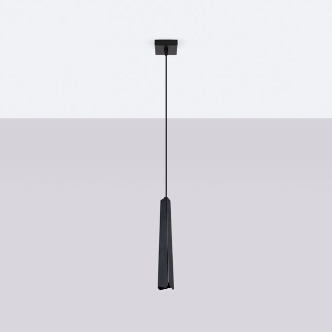 Suspension Prisme Moderne 1 Noire, vue de face avec son point d'accroche
