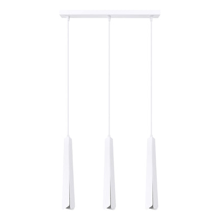 Suspension Prisme Moderne 3 en Ligne Blanche, vue d'ensemble sur fond blanc