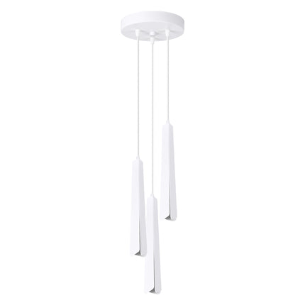 Suspension Prisme Moderne 3 Ronde Blanche, vue d'ensemble sur fond blanc