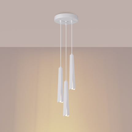 Suspension Prisme Moderne 3 Ronde Blanche, vue de profil sur fond blanc