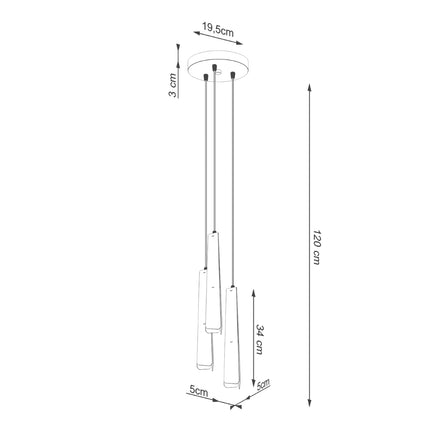 Suspension Prisme Moderne 3 Ronde Blanche, suspendue au-dessus d'une table dans une salle à manger