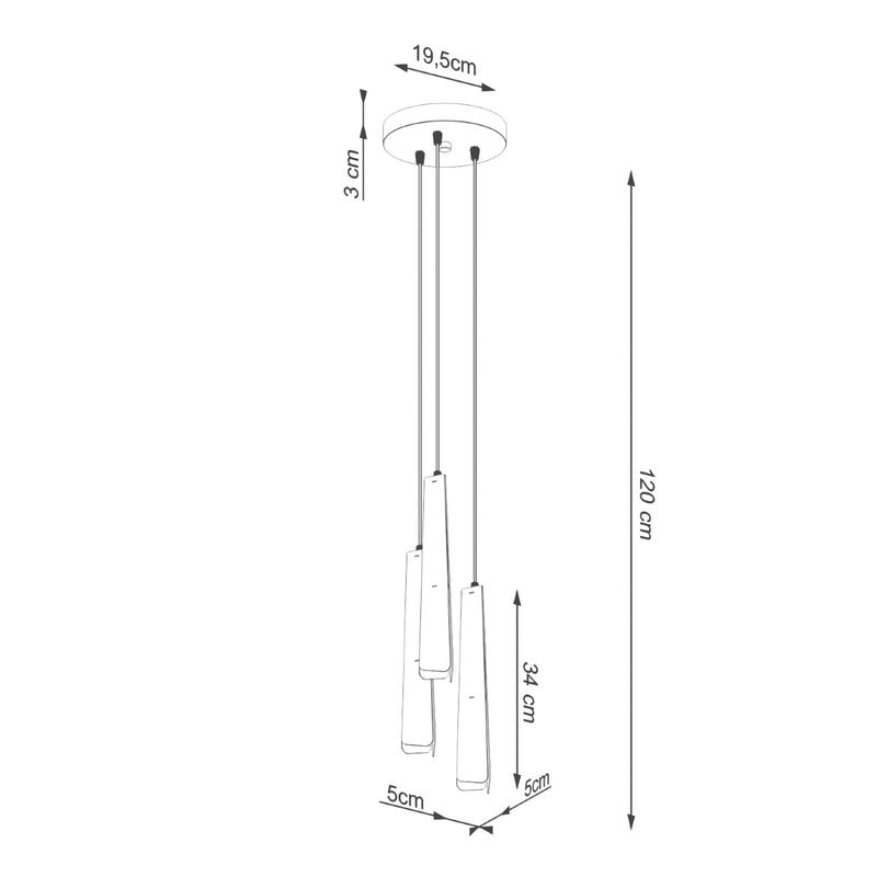 Dimensions Lámpara colgante moderna Prism 3P blanca