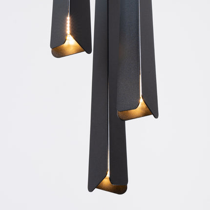 Suspension Prisme Moderne 3 Ronde Noire, détail de la finition du métal