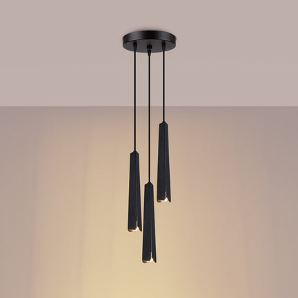 Suspension Prisme Moderne 3 Ronde Noire, vue de profil sur fond blanc
