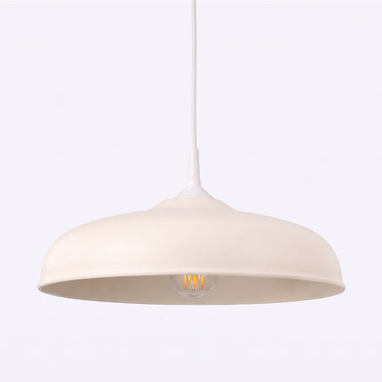 Suspension Pur Gina dôme en acier beige, packshot de trois quarts