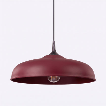 Suspension Pur Gina dôme en acier bordeaux, packshot de trois quarts
