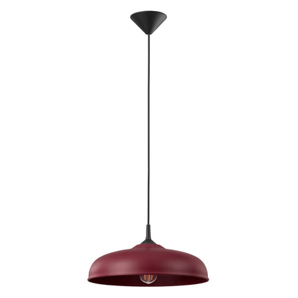 Suspension Pur Gina dôme en acier bordeaux, packshot sur fond blanc