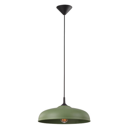 Suspension Pur Gina dôme en acier vert olive, packshot sur fond blanc