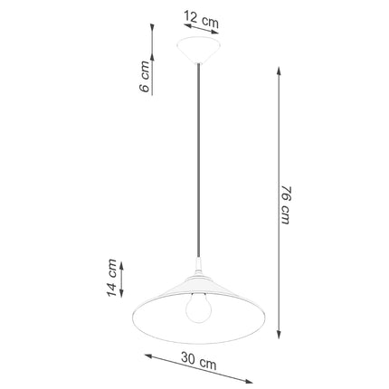 Suspension Pur Zuna blanc mat vue de dessous, conique et douille apparente