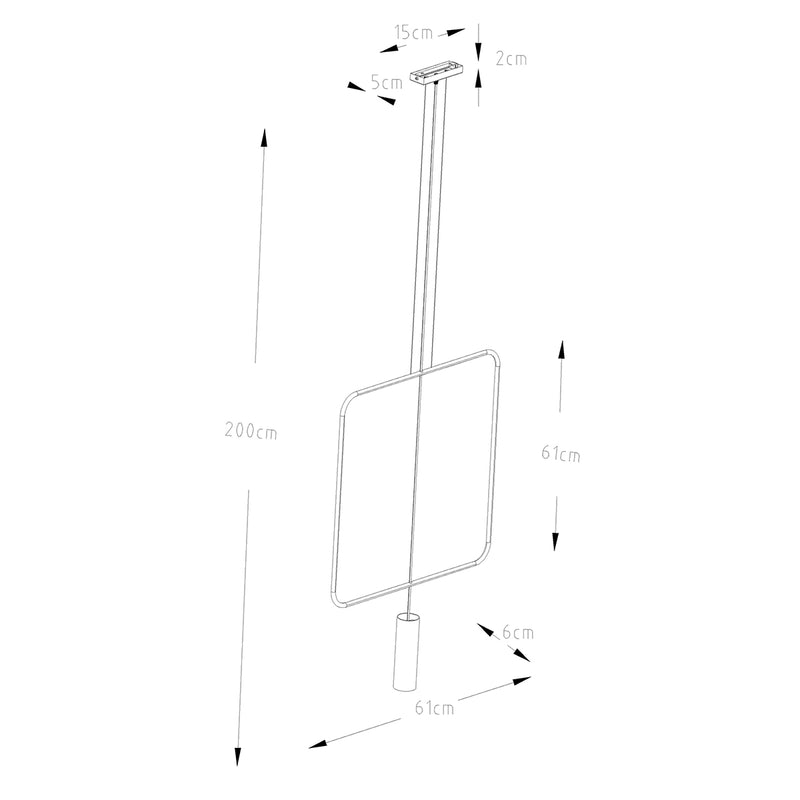 Dimensions Suspension Rectangulaire Filaire Noire 1 Spot