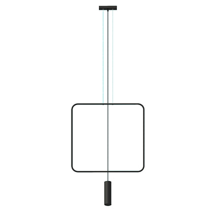 Suspension rectangulaire filaire noire à 1 spot GU10 pendant, vue d'ensemble sur fond blanc