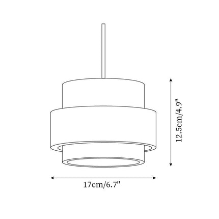 Schéma des dimensions de la suspension rétro en pierre de travertin et bois