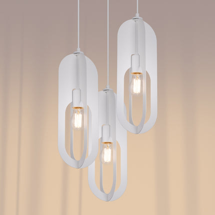 suspension ronde 3 anneaux ovales en acier blanc, vue produit 7