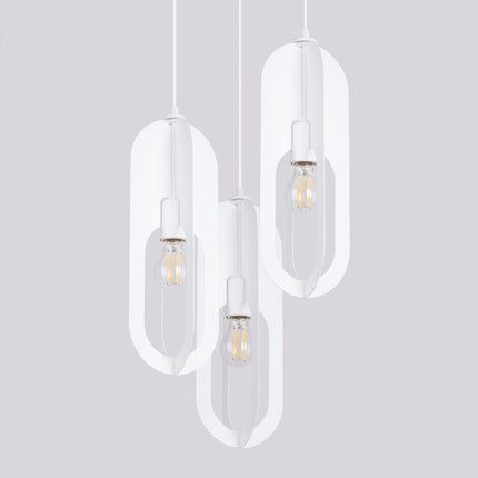 suspension ronde 3 anneaux ovales en acier blanc, vue produit 9