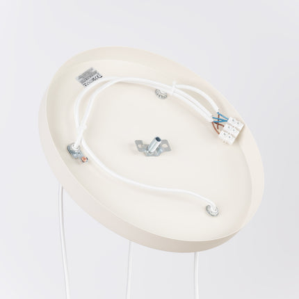 suspension ronde 3 cônes à fût cannelé beige, mécanisme de montage